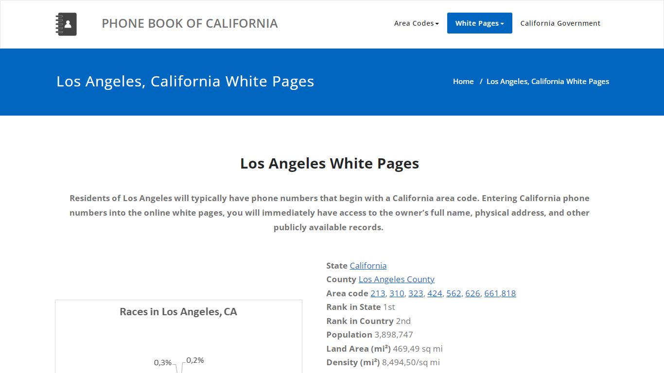 Los Angeles, California White Pages - PHONE BOOK OF CALIFORNIA